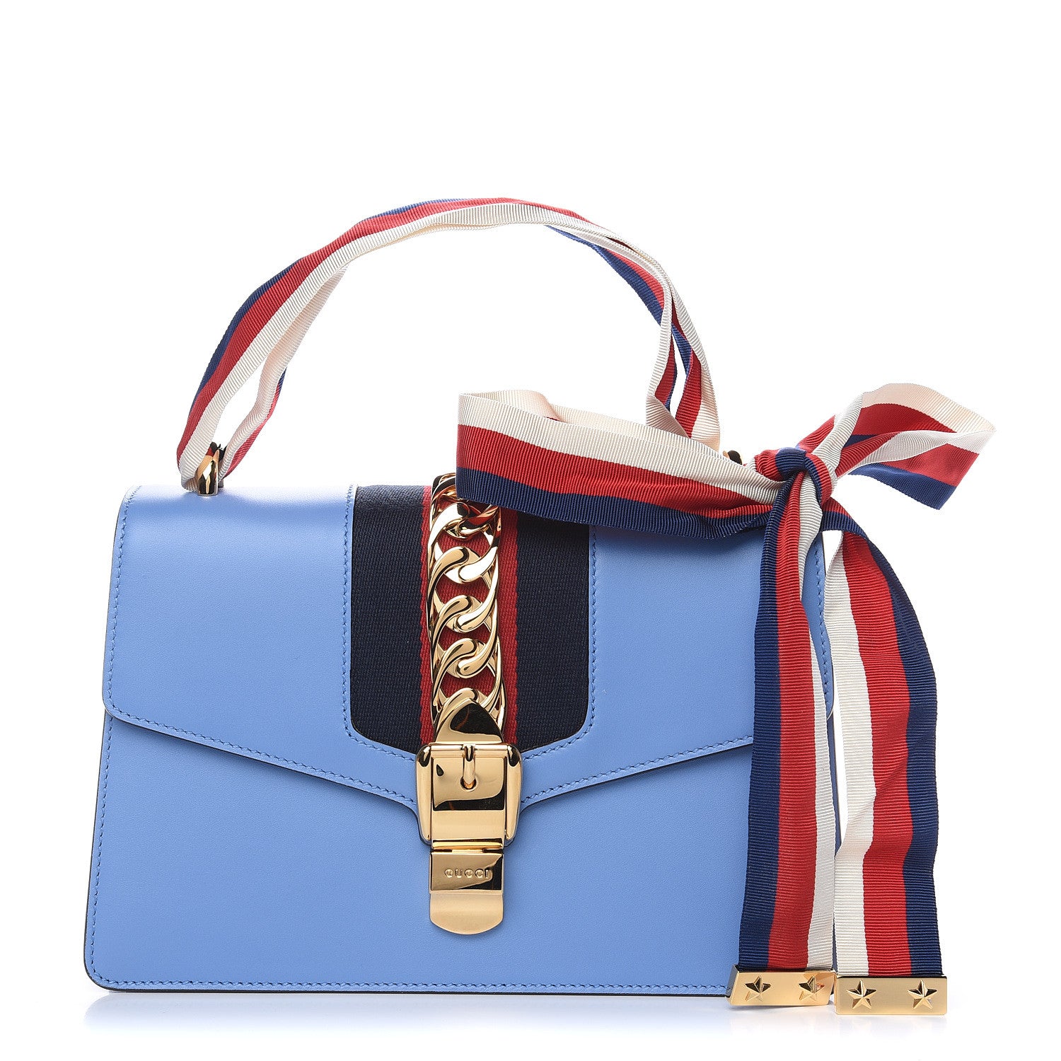 Gucci Calfskin Small Sylvie Shoulder Bag Clear Sky Blue 1 of 10
