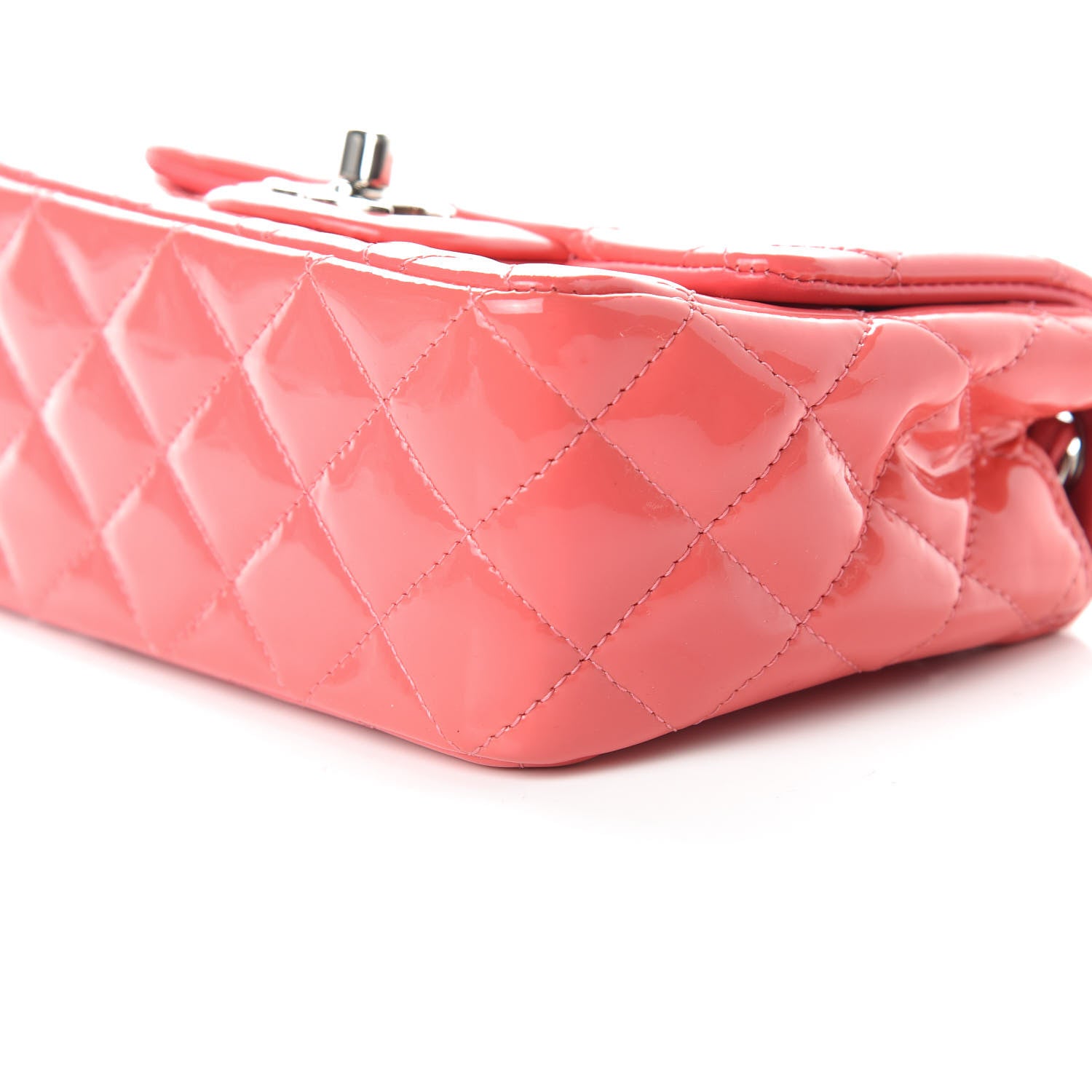 Chanel Patent Quilted Mini Square Flap Pink 7 of 9