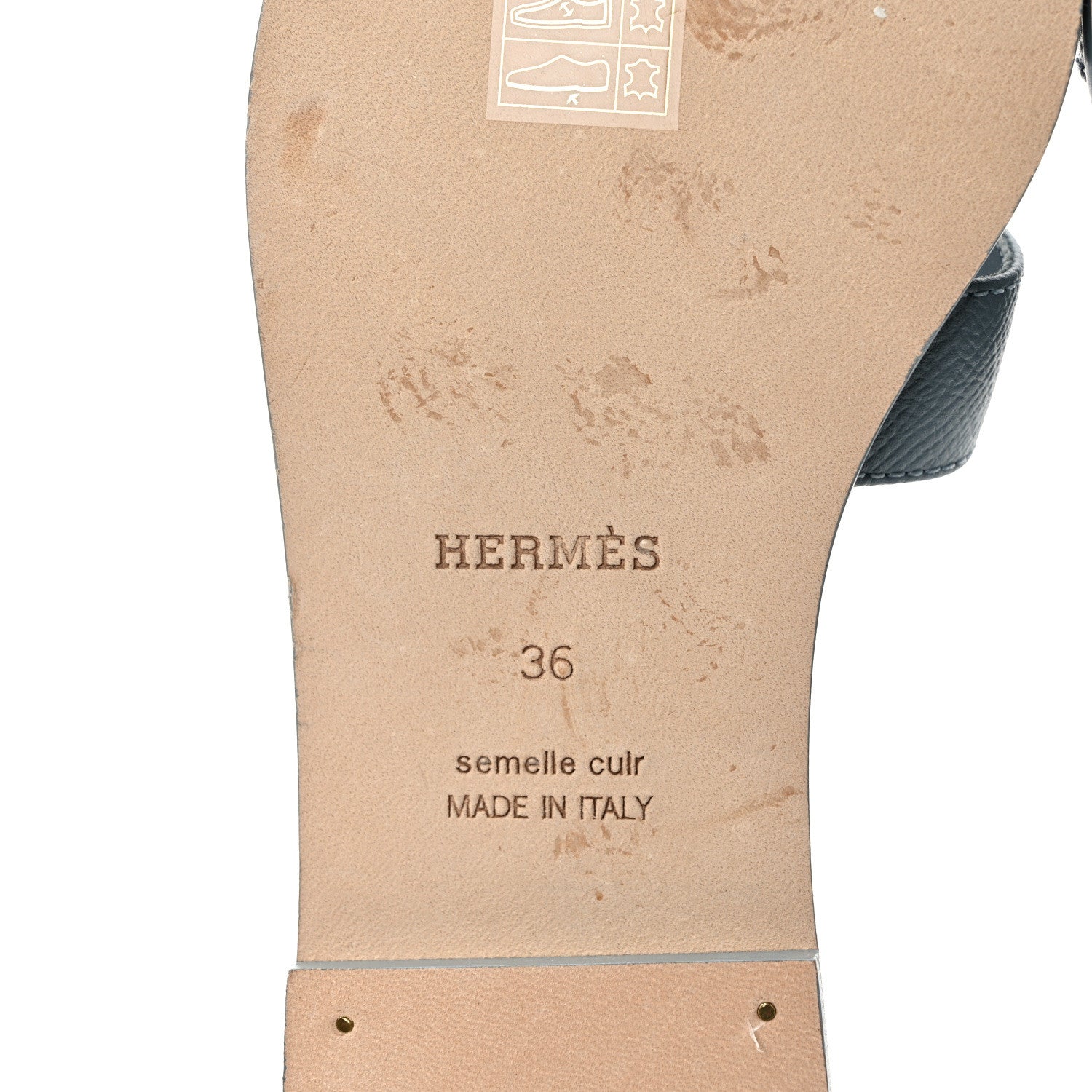 Hermes Epsom Oran Sandals 36 Gris Antarctique 6 of 9