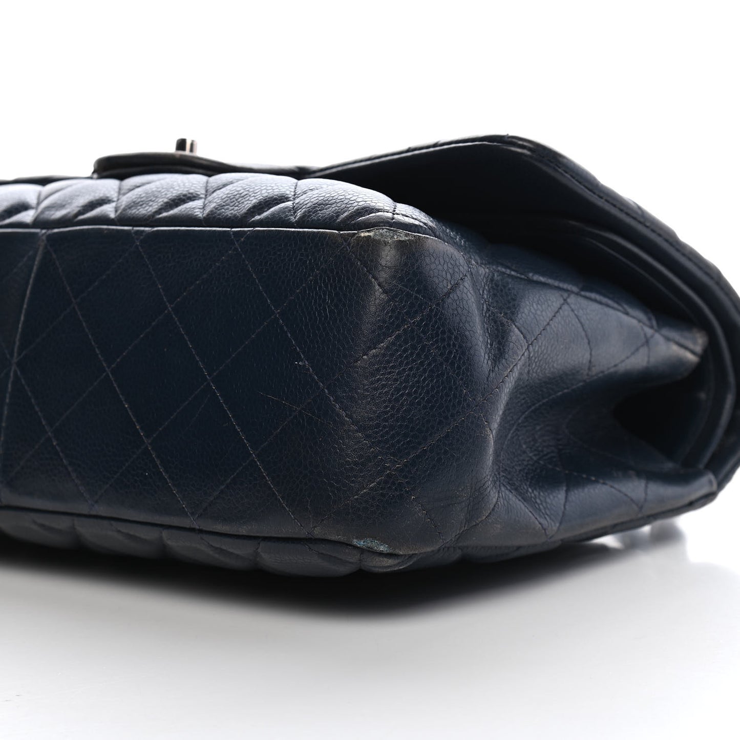 Caviar Quilted Jumbo Double Flap Navy