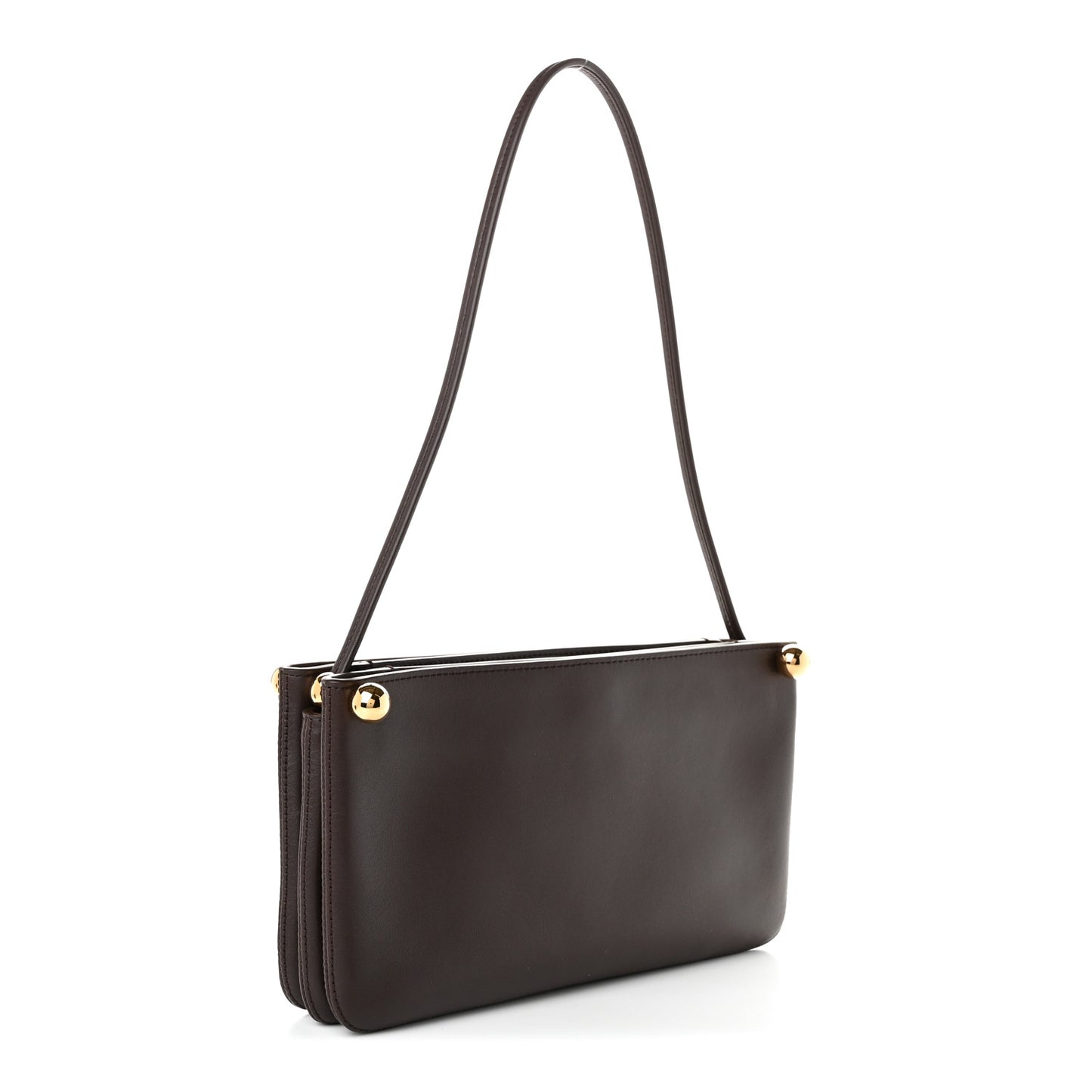 Calfskin Chick Studs Clutch Dark Brown
