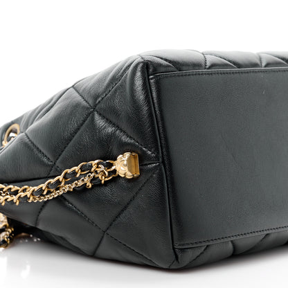 Chanel Lambskin Quilted Crush on Chains Drawstring Small Bucket Bag Black 8 of 10