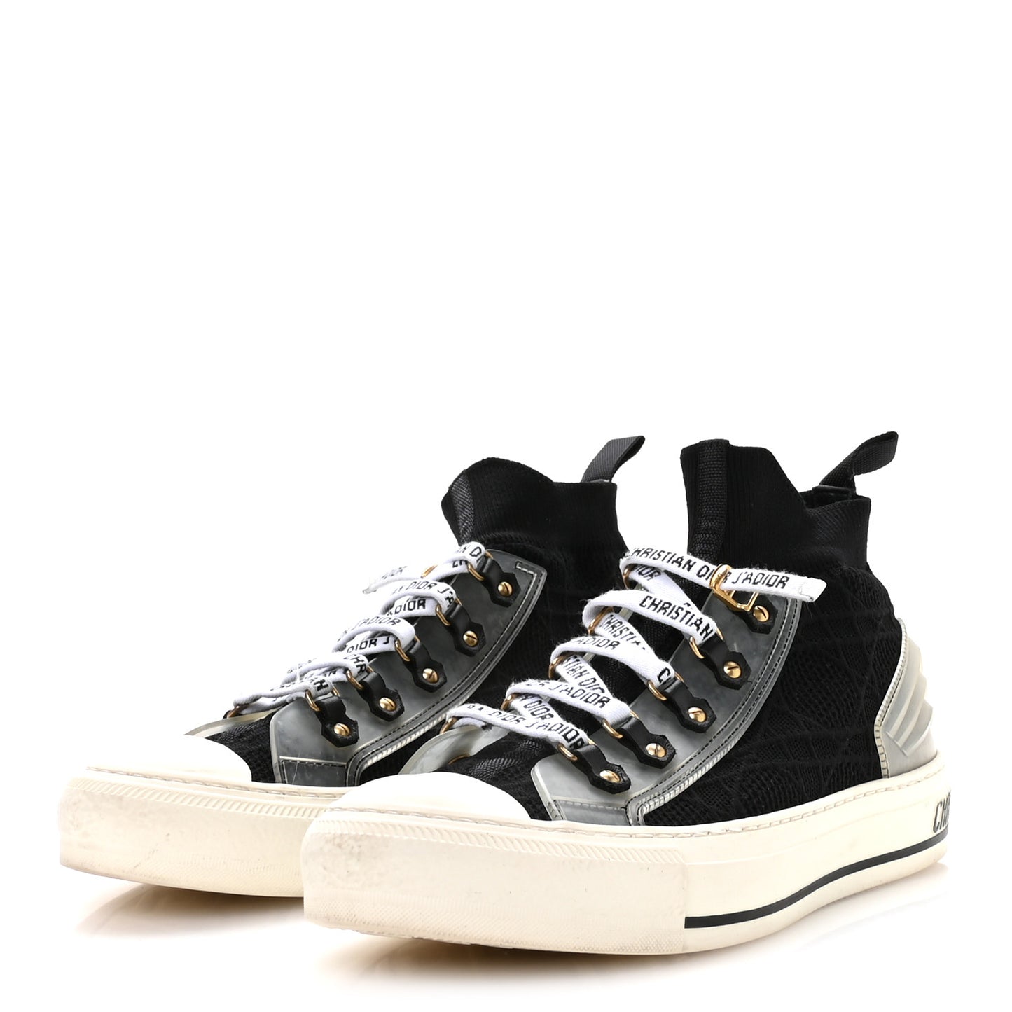 Technical Knit Cannage Womens Walk'N'Dior High Top Sneakers 39 Black