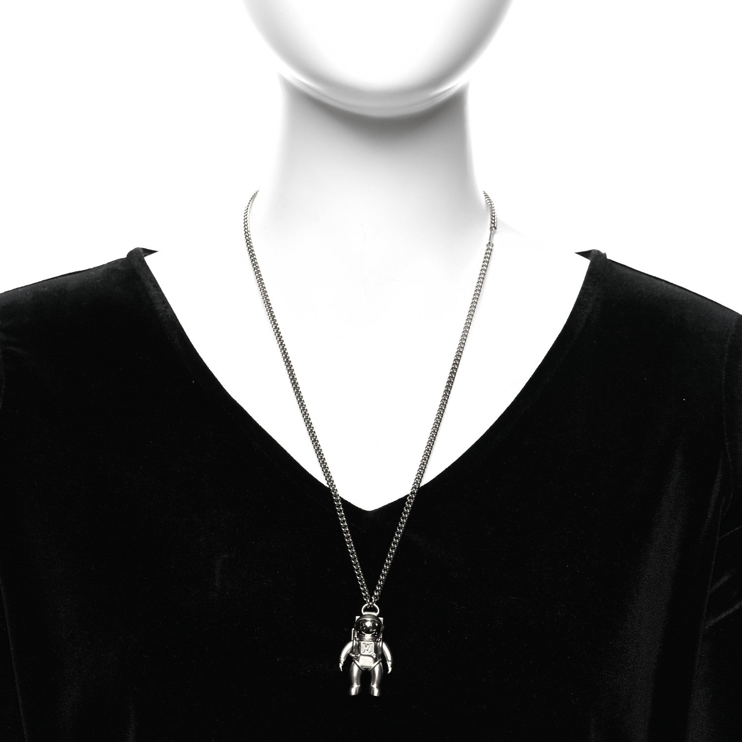 Louis Vuitton Palladium Galaxy Astronaut Necklace Silver 2 of 8