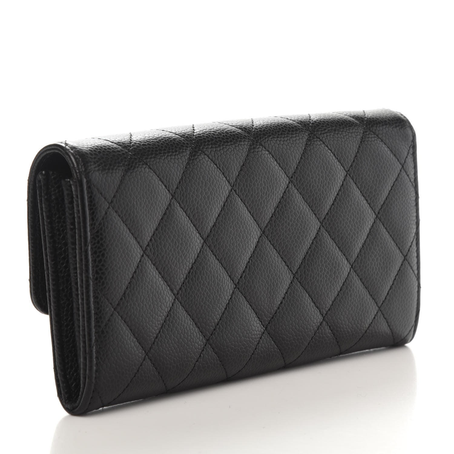 Chanel Caviar Quilted Large Gusset Flap Wallet Black 3 of 12