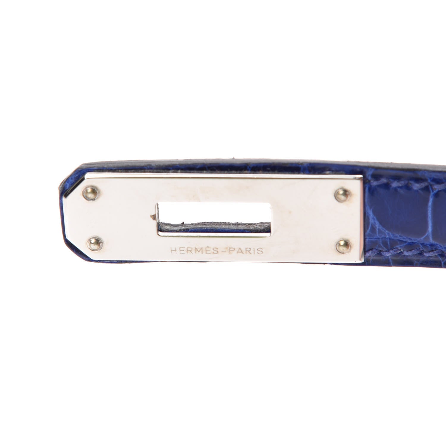 Hermes Shiny Niloticus Crocodile Kelly Cut Pochette Bleu Electrique 24 of 29