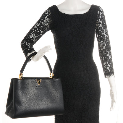 Louis Vuitton Taurillon Capucines MM Black 2 of 7