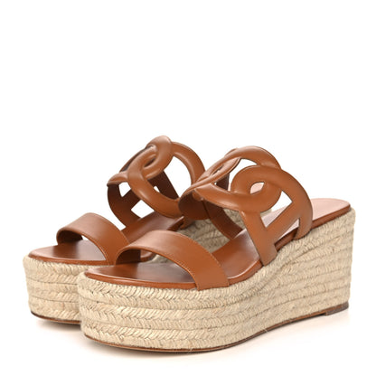 Hermes Nappa Ithea Espadrille Wedge Sandals 38 Naturel 3 of 11
