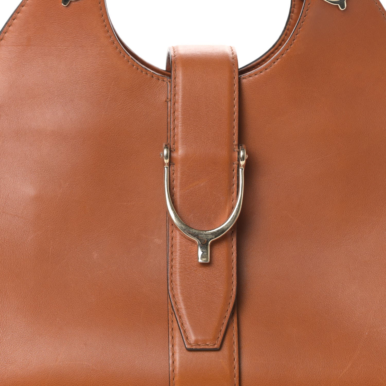 Gucci Calfskin Medium Stirrup Top Handle Bag Brown 7 of 10