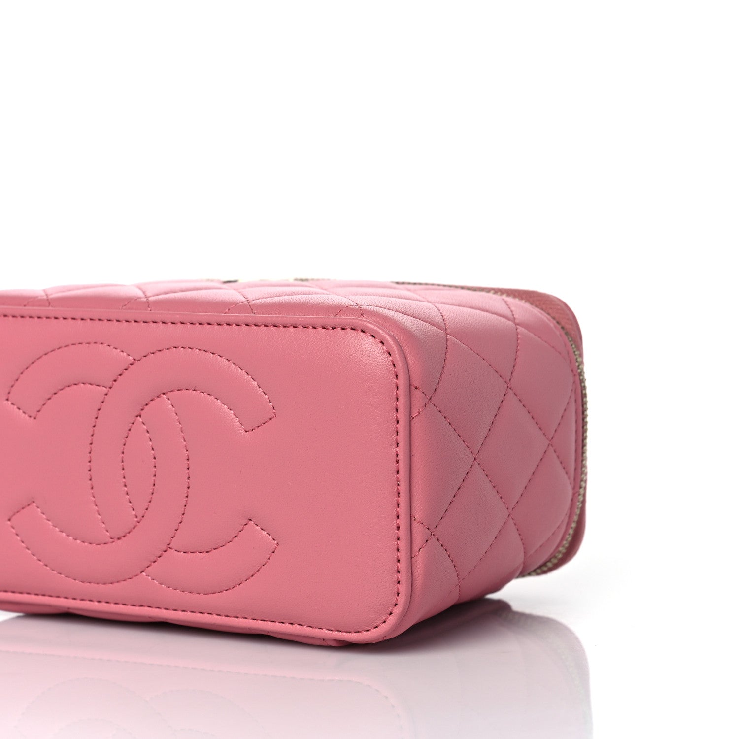 Chanel Lambskin Quilted Small Top Handle Vanity Case With Chain Dark Pink 9 of 10