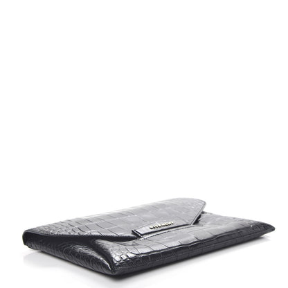 Givenchy Calfskin Crocodile Embossed Medium Antigona Envelope Clutch Black 4 of 10