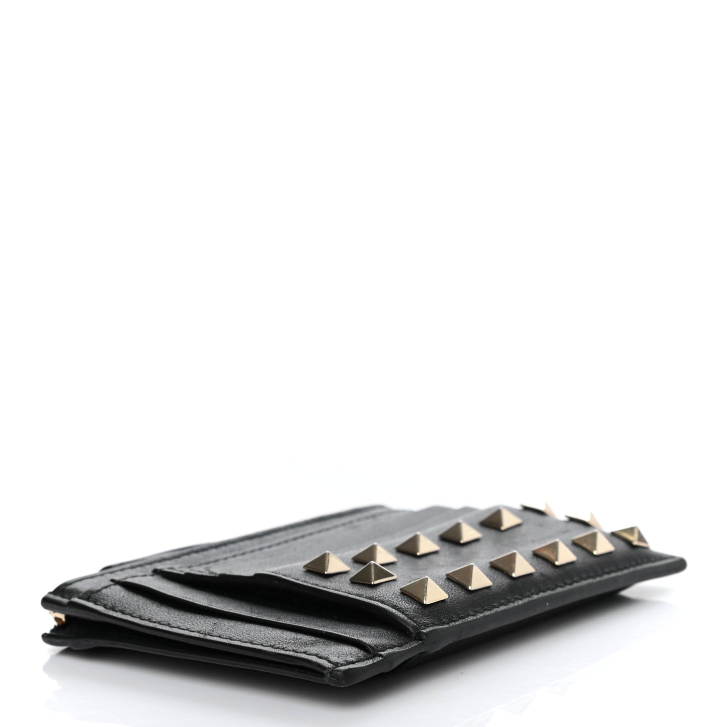 Vitello Rockstud Coin Case Card Holder Black