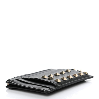 Valentino Garavani Vitello Rockstud Coin Case Card Holder Black 4 of 7