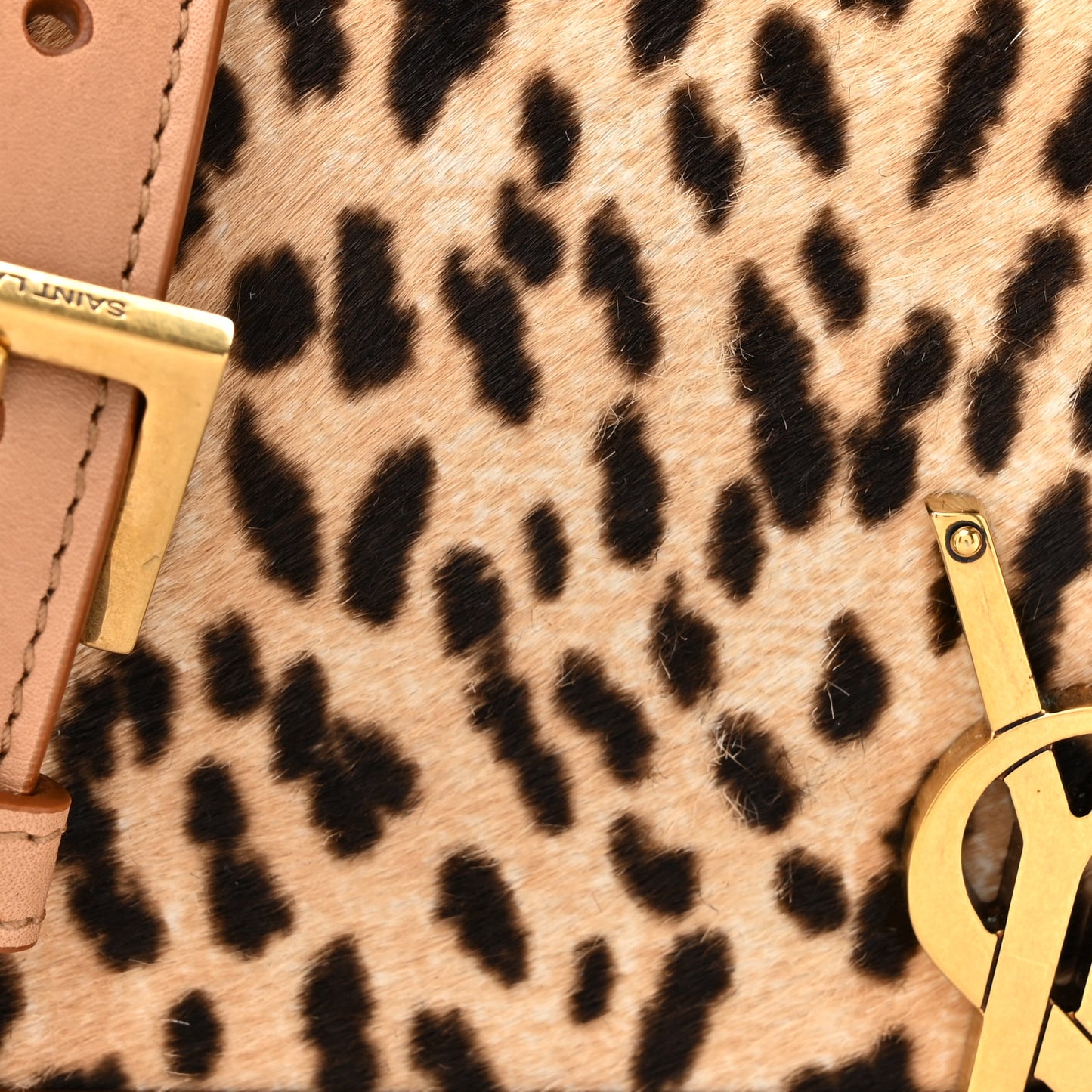 Calfskin Hair Leopard Print Small Solferino Satchel Dust White