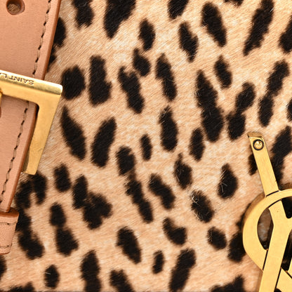 Saint Laurent Calfskin Hair Leopard Print Small Solferino Satchel Dust White 8 of 14