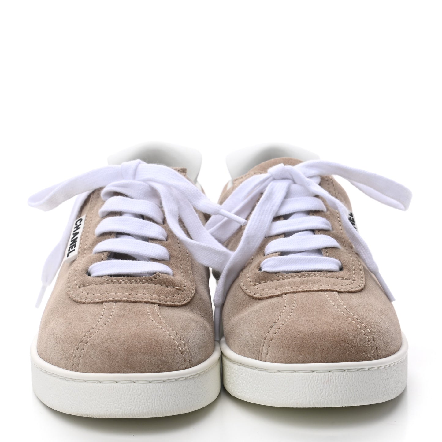 Suede Calfskin Womens Sneakers 37.5 Dark Beige