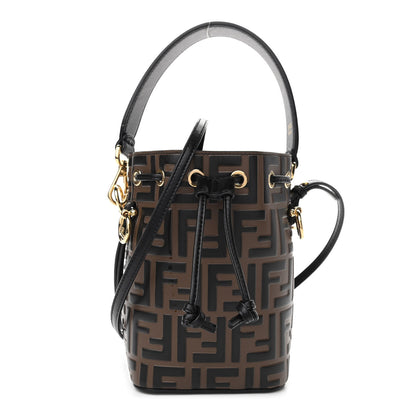 Fendi Vitello Liberty F is Fendi Bi-Color FF 1974 Embossed Mini Mon Tresor Bucket Bag Maya Black 1 of 10