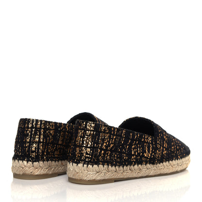 Chanel Metallic Tweed Grosgrain CC Espadrilles 39 Black Gold 8 of 15