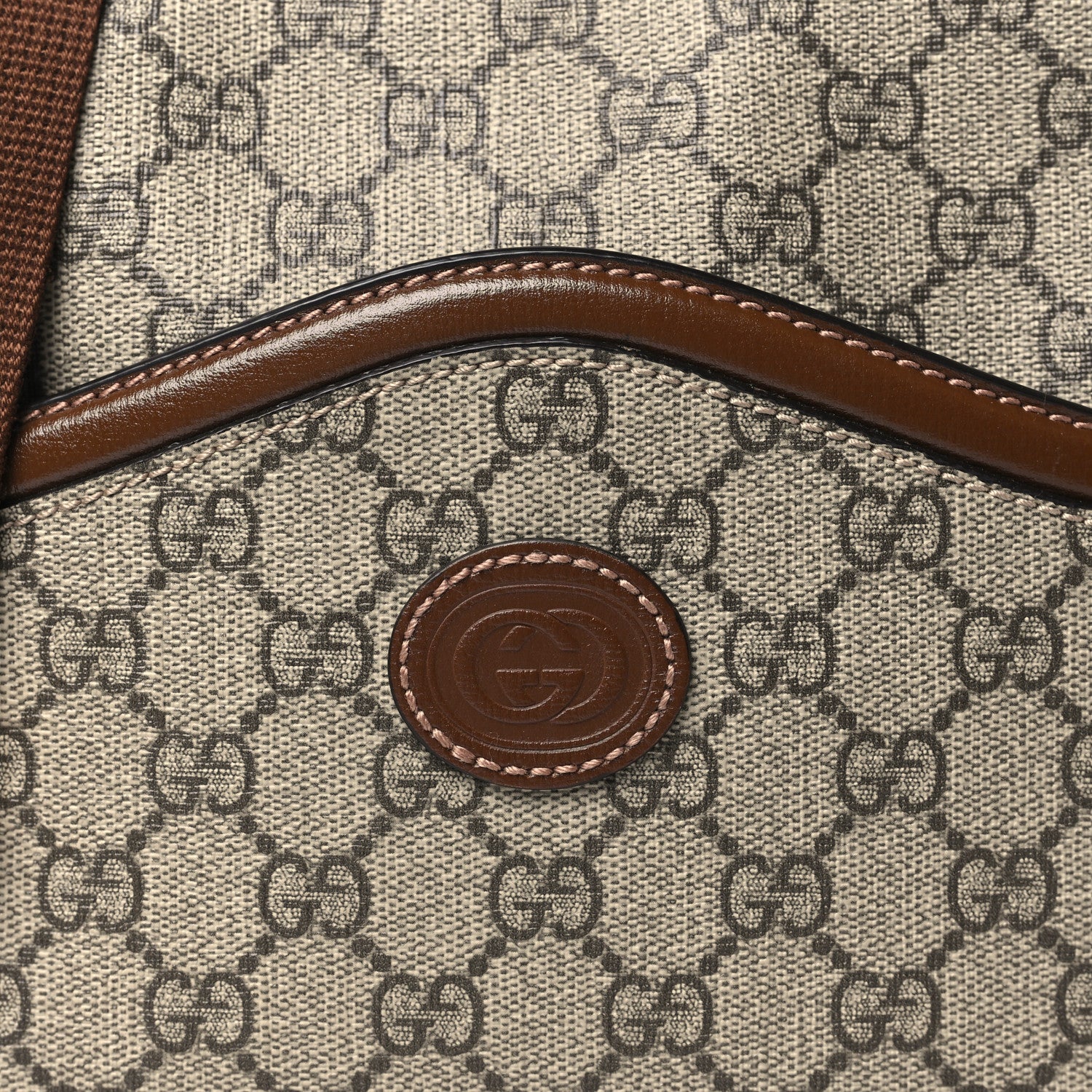 Gucci GG Supreme Monogram Azalea Calfskin Retro Interlocking G Messenger Shoulder Bag Beige Ebony Brown Sugar 8 of 10