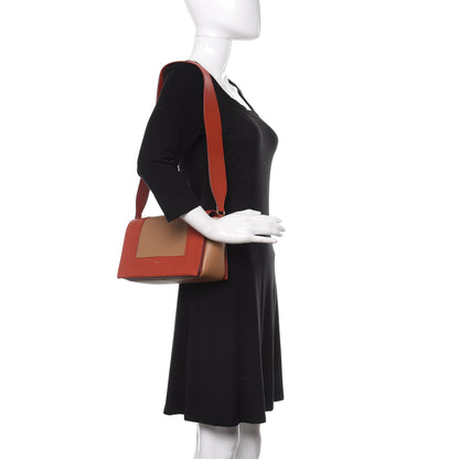 Celine Shiny Smooth Calfskin Medium Frame Shoulder Bag Red Tan 2 of 9