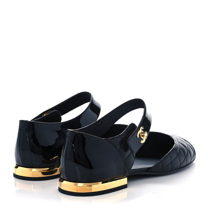 Chanel Patent Lambskin Quilted Cap Toe Ballerina Flats 36.5 Black 4 of 10