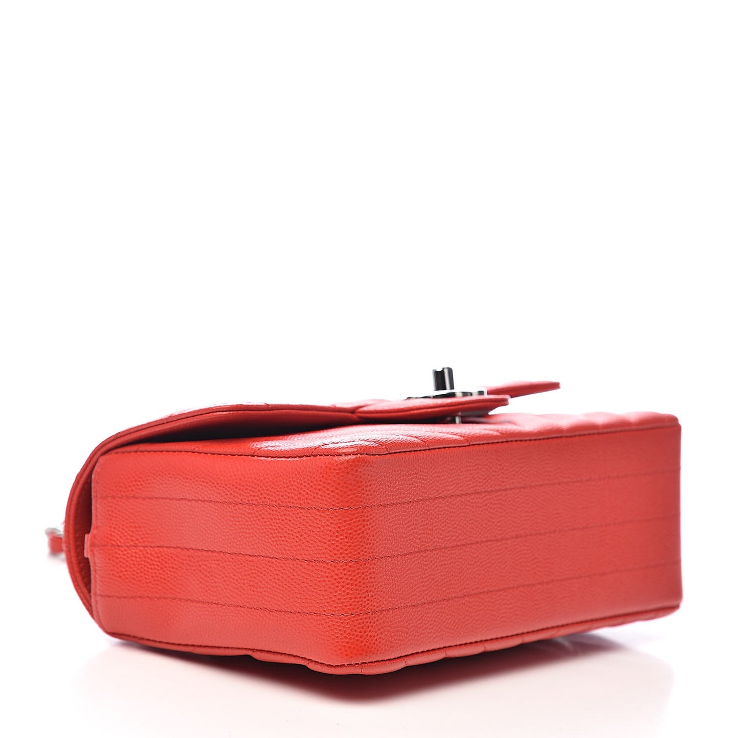 Caviar Chevron Quilted Mini Rectangular Flap Red