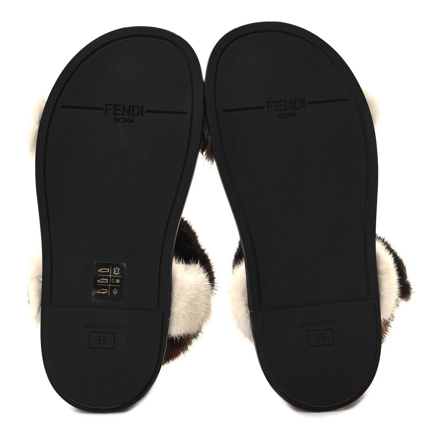 Fendi Mink Fur FF Fendi Feel Sandals 35 Mogano Brown Perla Tobacco Black 5 of 9