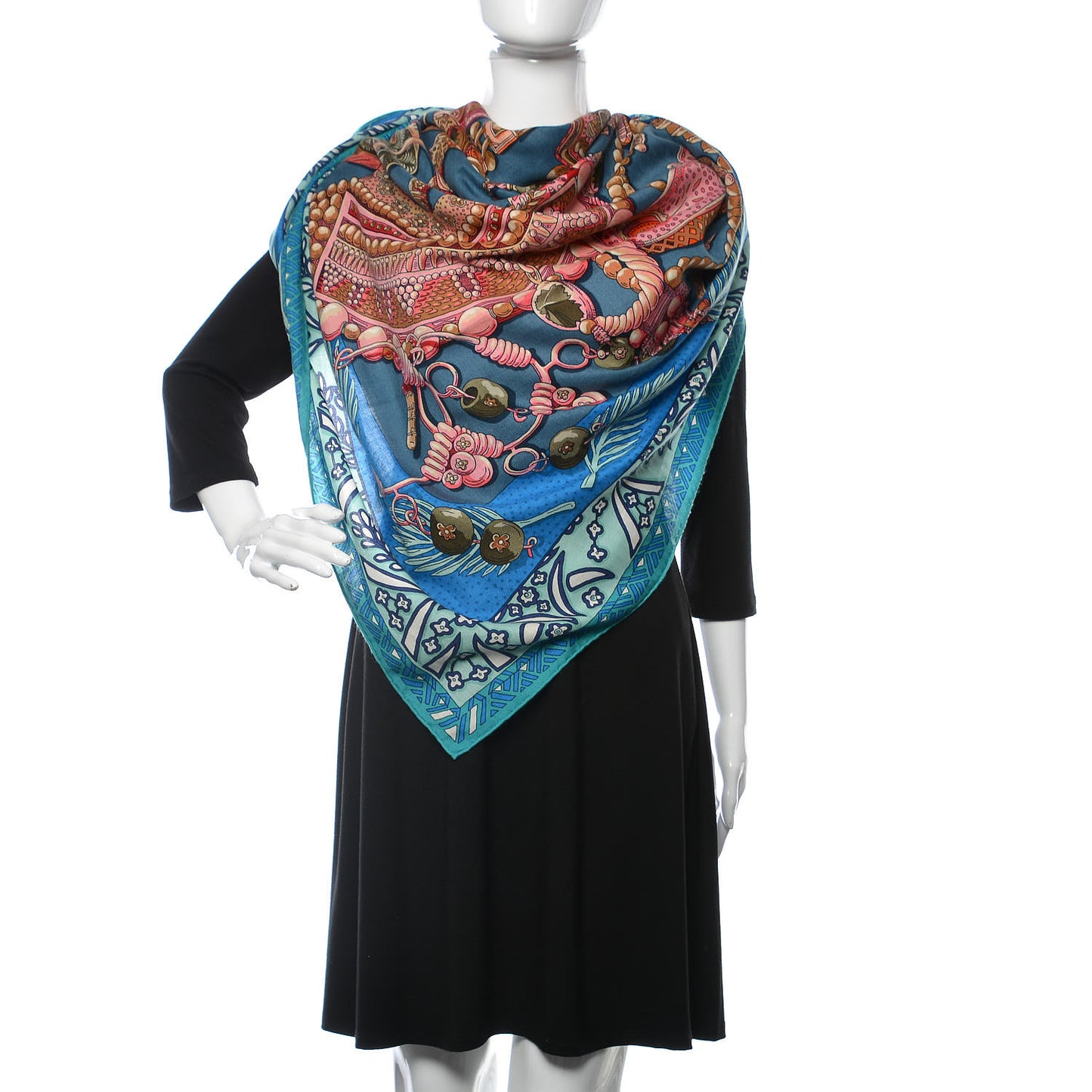 Cashmere Silk Zenobie Reine De Palmyre 140 Turquoise Rose Gris Bleuette