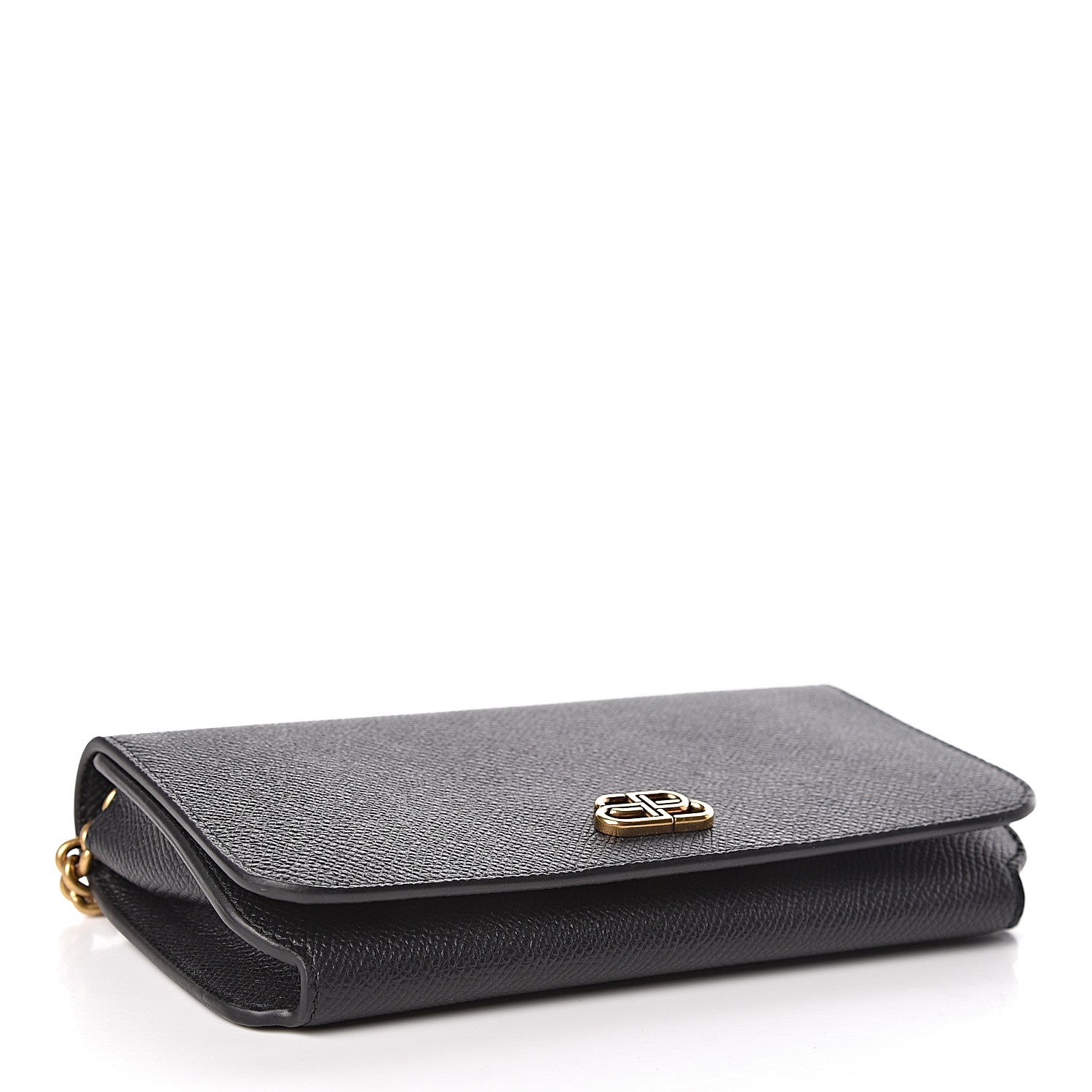 Balenciaga Grained Calfskin BB Phone Holder Wallet On Chain Black 4 of 10