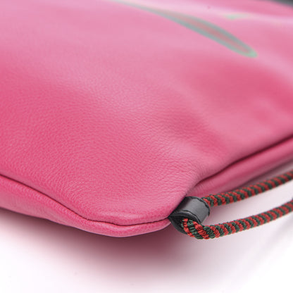 Gucci Grained Calfskin Logo Drawstring Backpack Box Pink Green Black 8 of 9