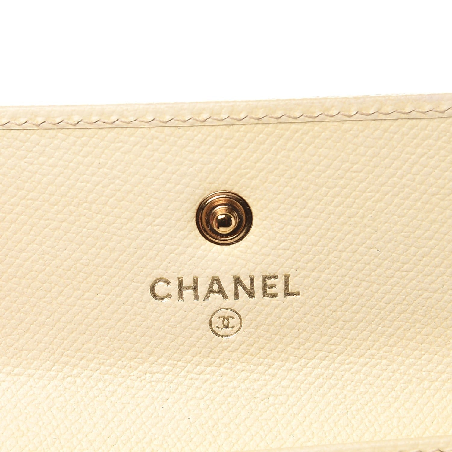 Chanel Grained Calfskin CC Button Card Holder Beige 6 of 10
