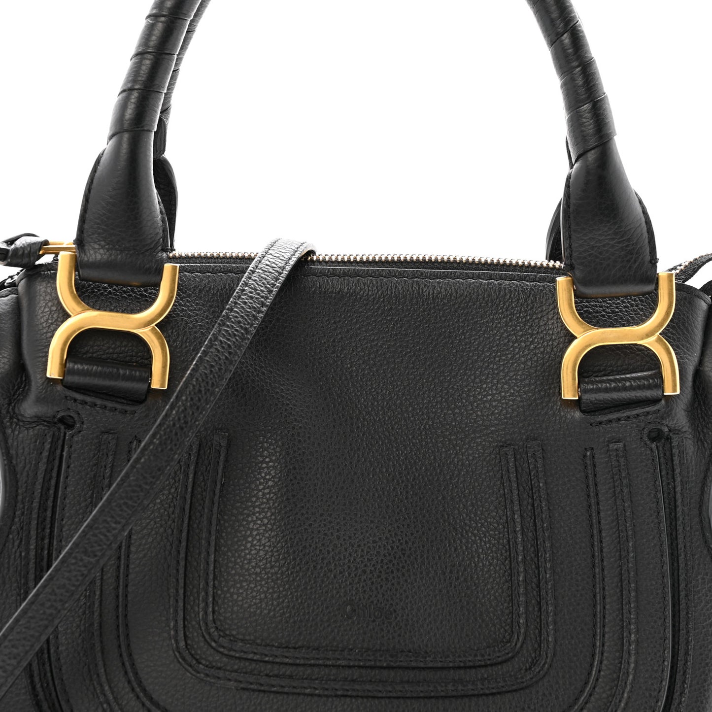 Calfskin Small Marcie Satchel Black