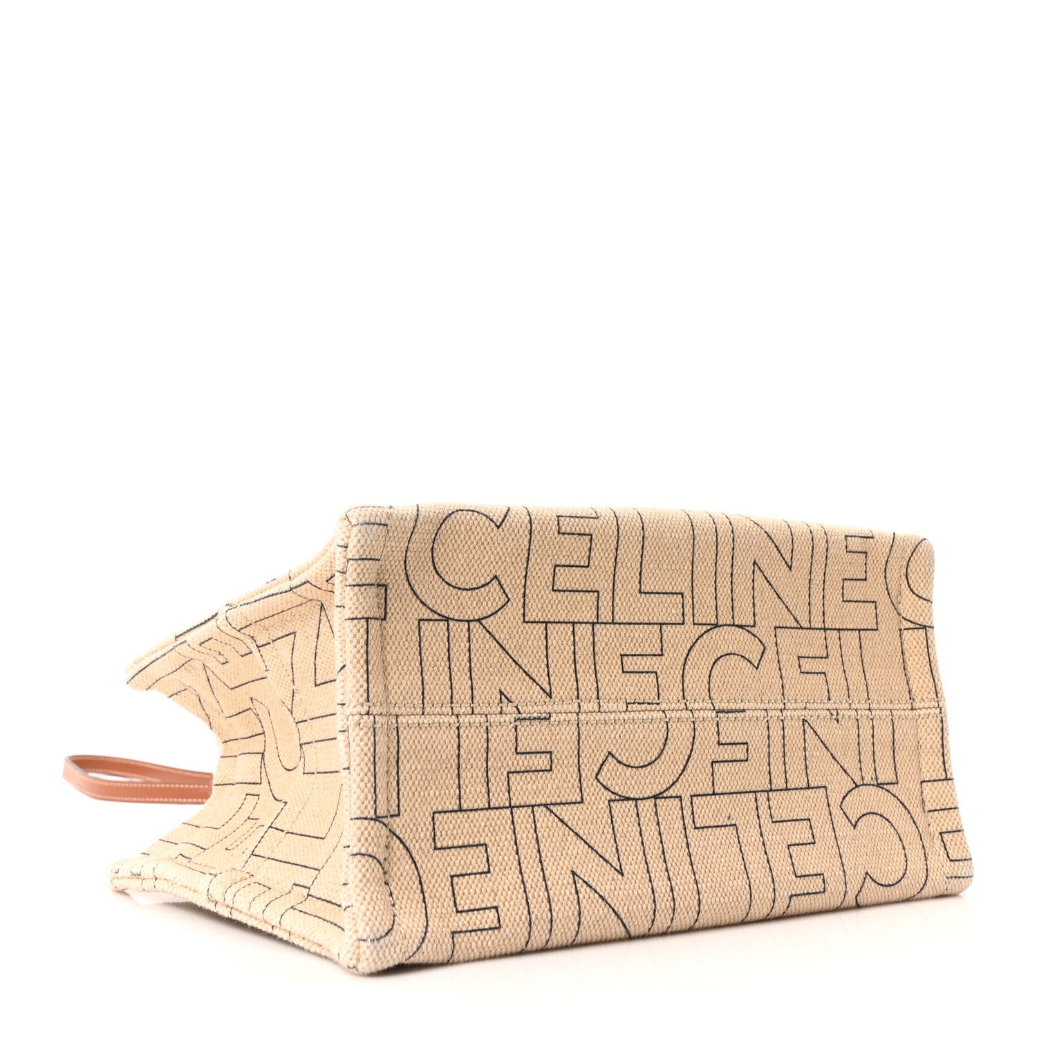 Celine Textile Calfskin All Over Print Small Triomphe Cabas Thais Natural Tan 4 of 9