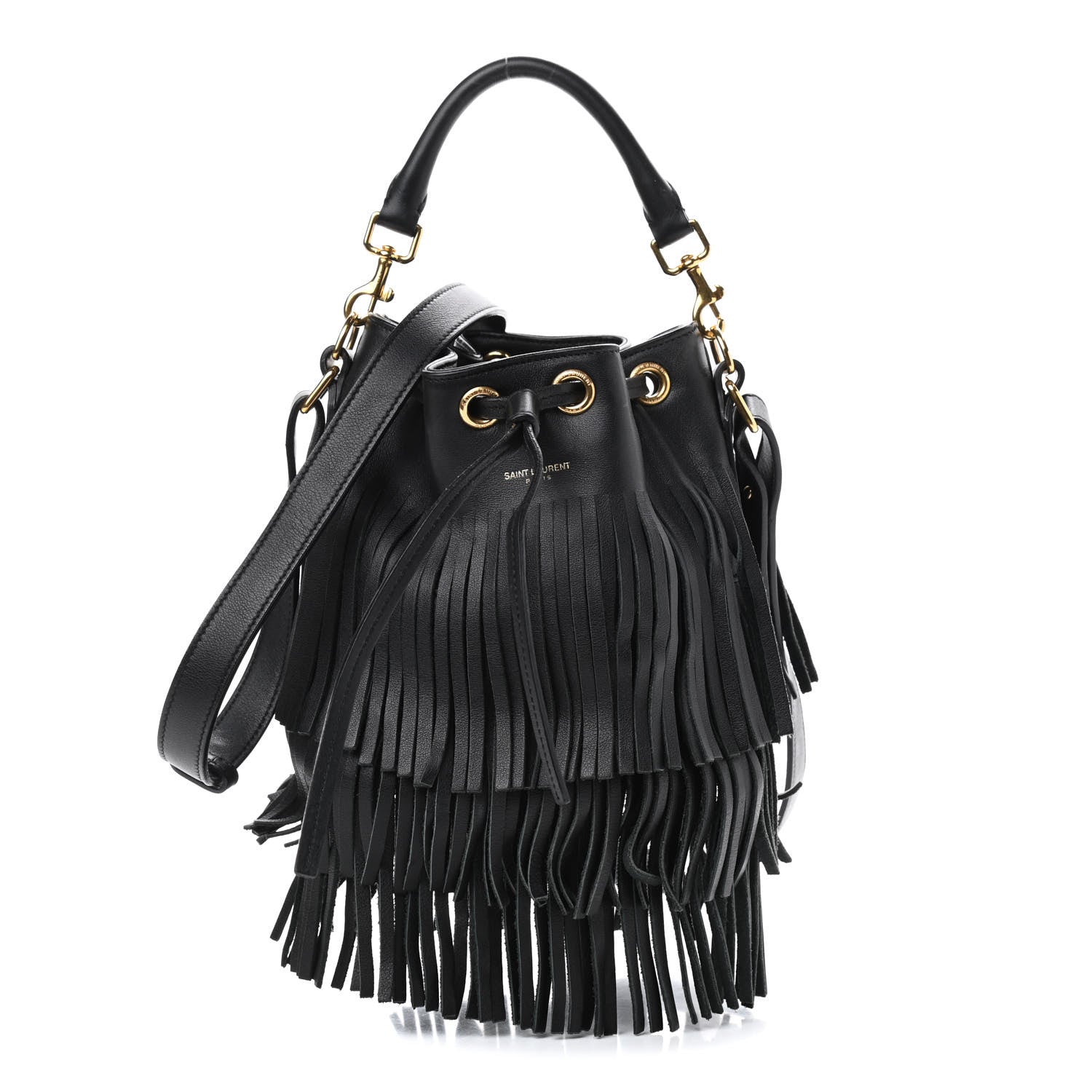 Saint Laurent Calfskin Small Emmanuelle Fringe Hobo Bag Black 1 of 8