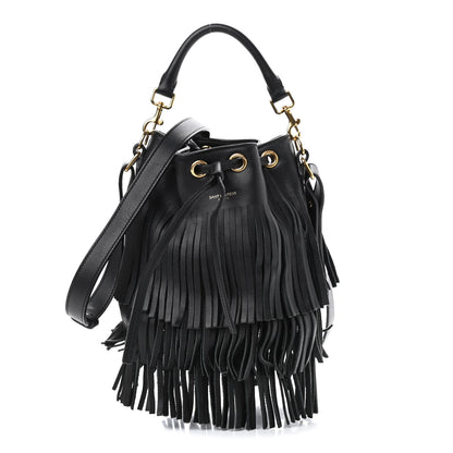 Saint Laurent Calfskin Small Emmanuelle Fringe Hobo Bag Black 1 of 8