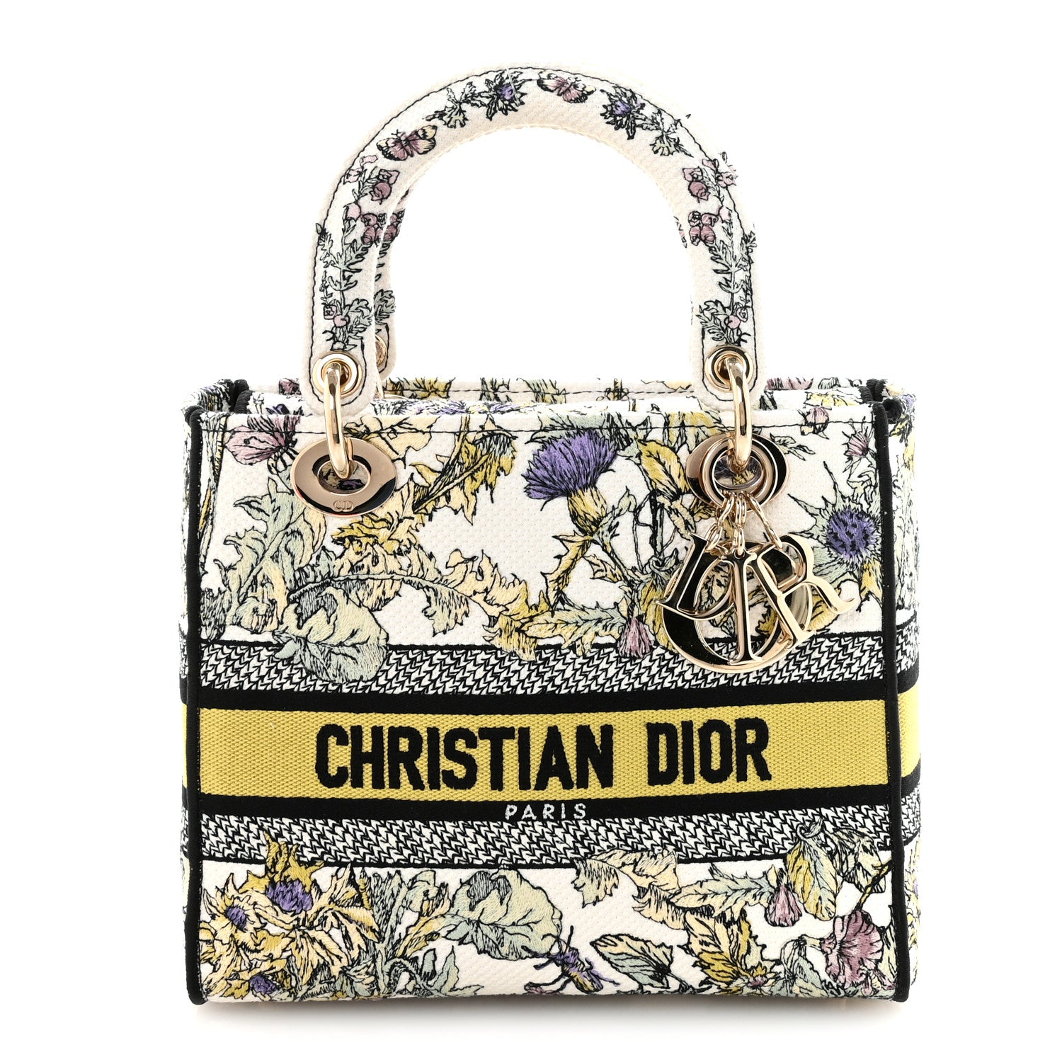 Christian Dior Canvas Embroidered Chardons Toile De Jouy Medium Lady D-Lite Latte Multicolor 1 of 9