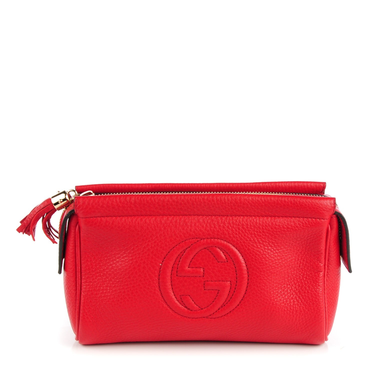 Gucci Pebbled Calfskin Soho Cosmetic Case Tabasco Red 1 of 7