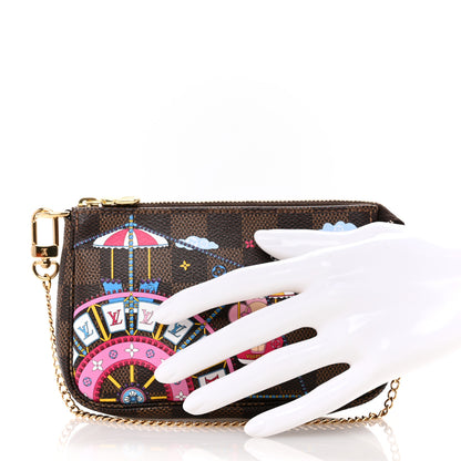 Louis Vuitton Damier Ebene 2020 Christmas Animation Big Wheel Mini Pochette Accessories Rose Ballerine 2 of 9