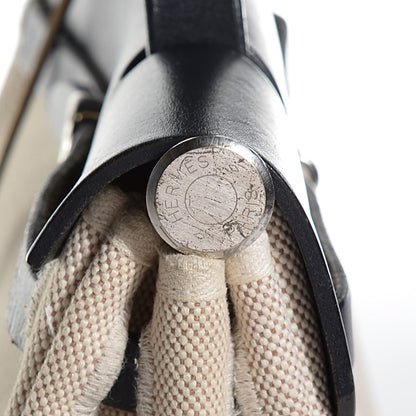 Hermes Vache Calfskin Toile Herbag 30 PM Noir Natural 12 of 14