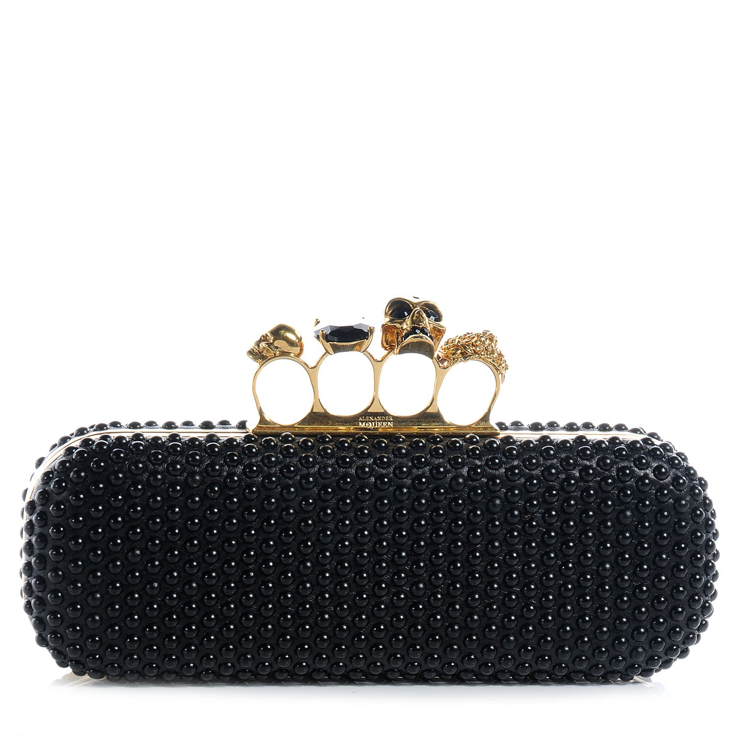 Studded Knucklebox Clutch Black