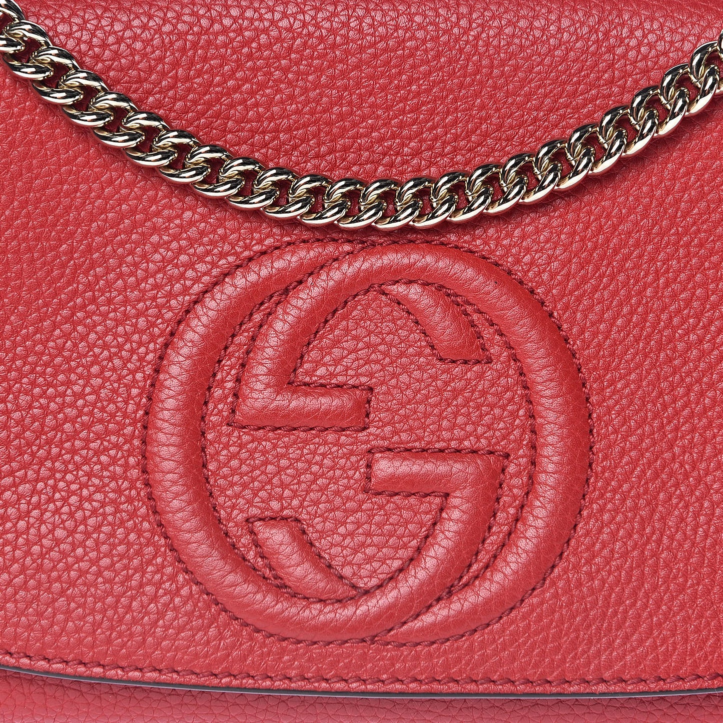 Pebbled Calfskin Medium Soho Flap Crossbody Red