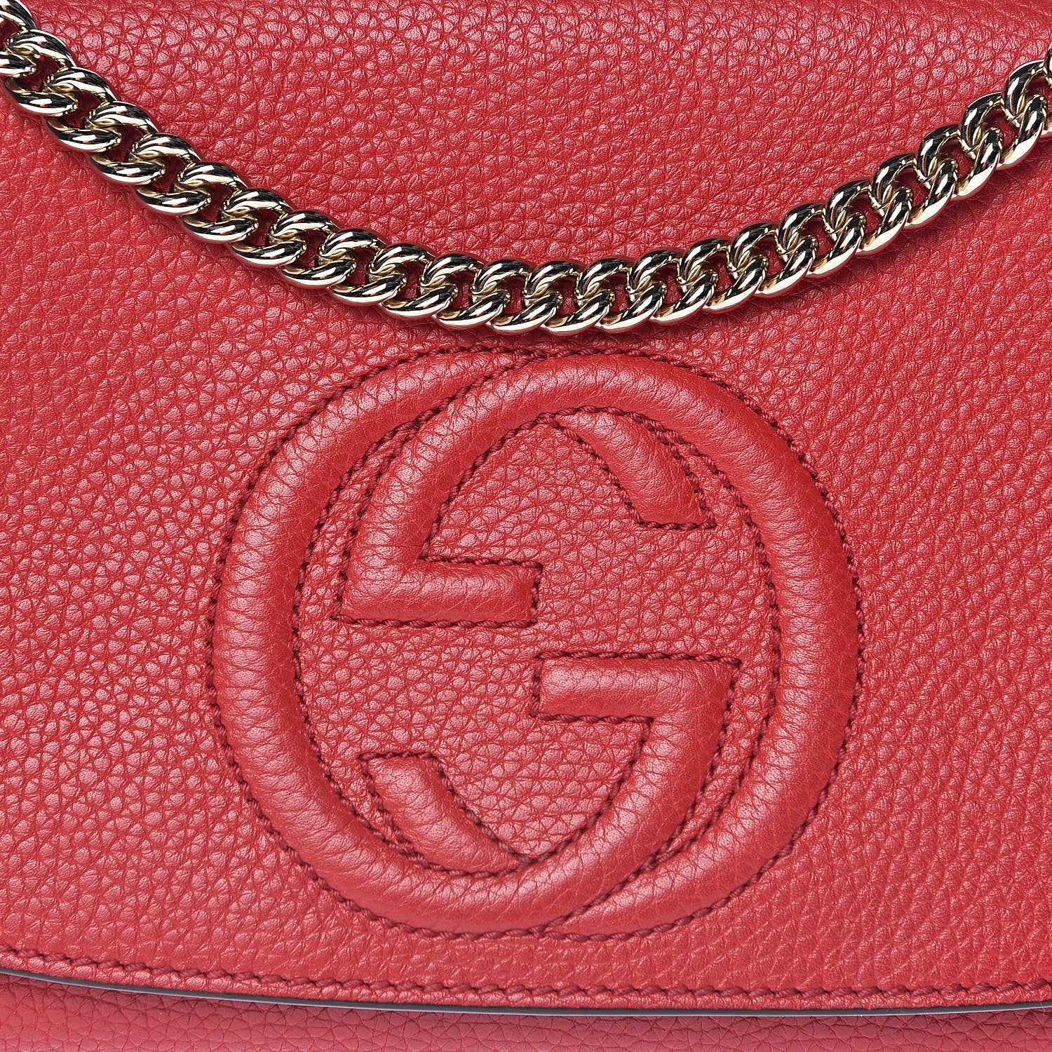 Gucci Pebbled Calfskin Medium Soho Flap Crossbody Red 13 of 13