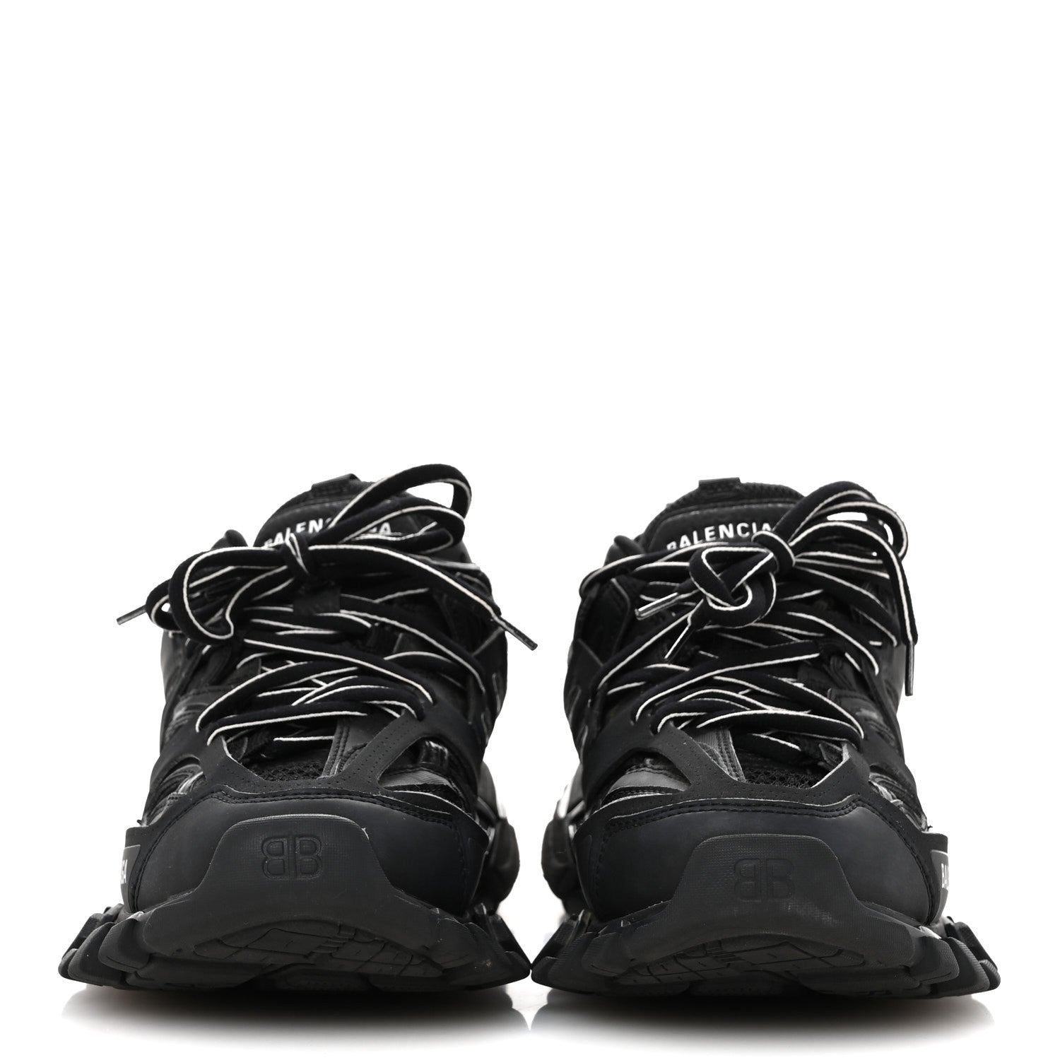 Balenciaga Rubber Mesh Fabric Womens Track Sneakers 36 Black
