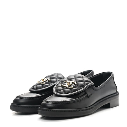 Chanel Lambskin Quilted CC Turnlock Loafers 38.5 Black 3 of 8