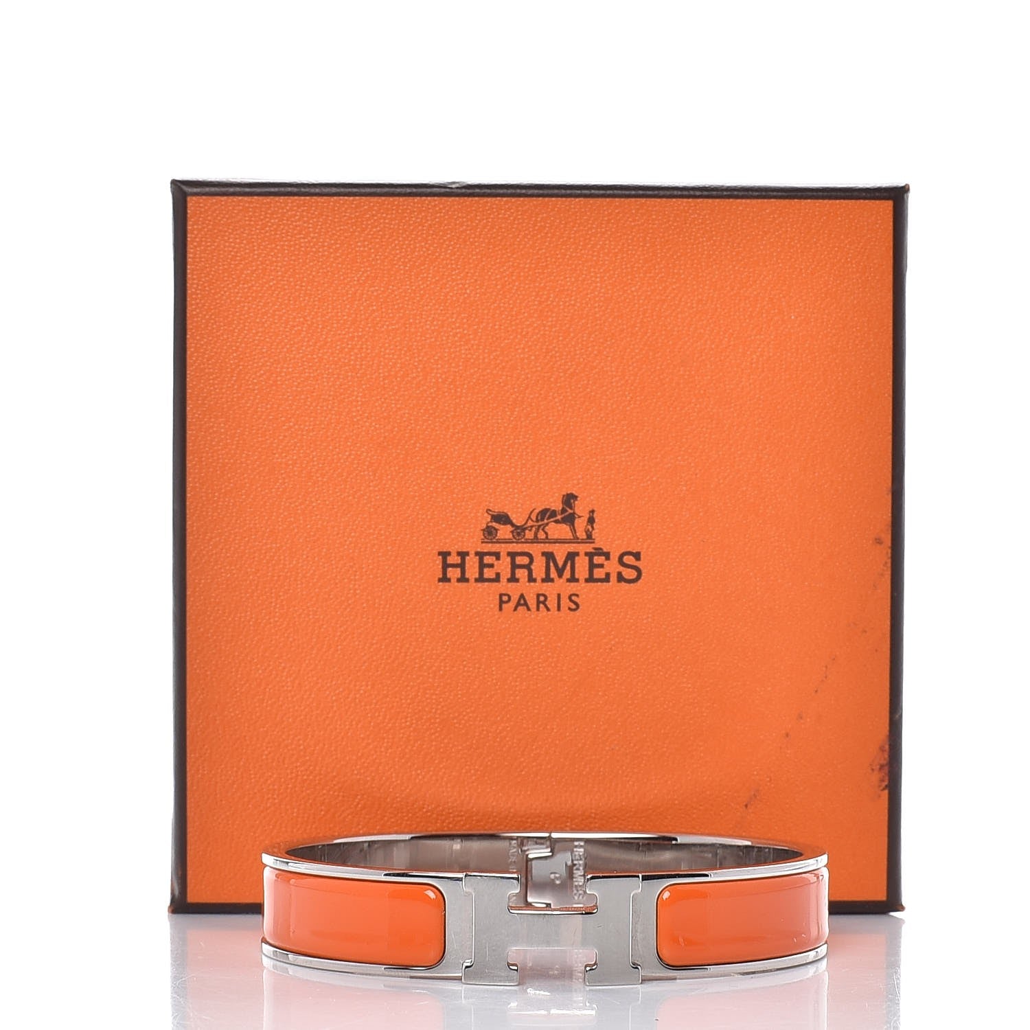 Hermes Enamel Narrow Clic Clac H Bracelet GM Orange 6 of 6