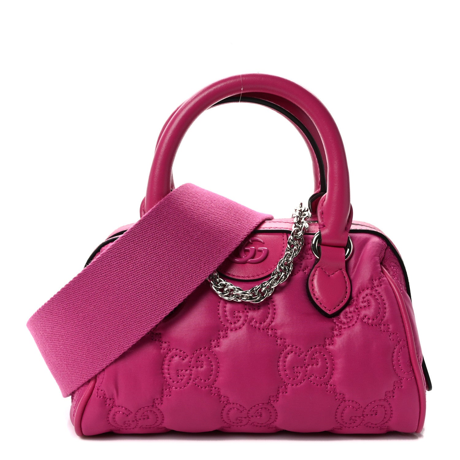 Gucci Nylon Calfskin Enamel GG Matelasse Mini Bowler Bag Lovely 1 of 11