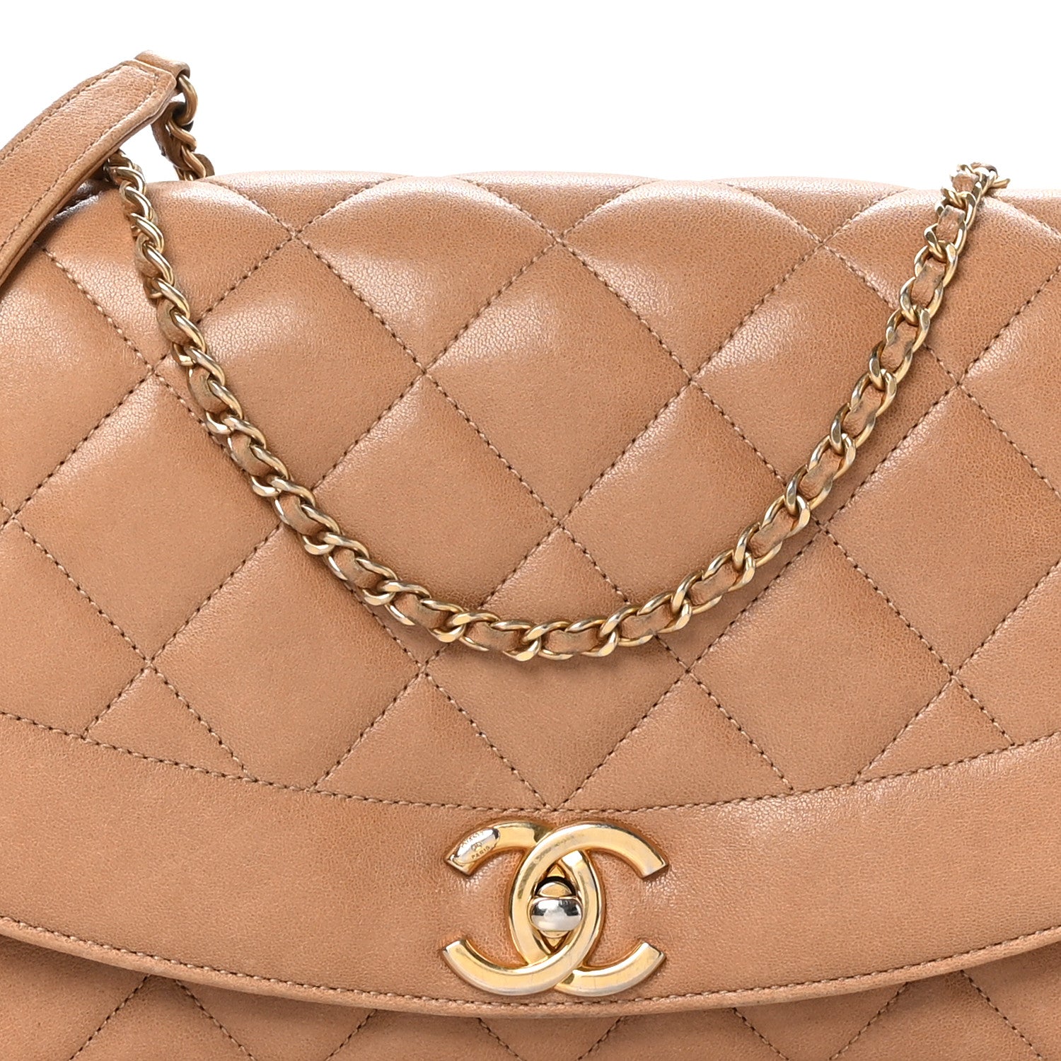 Chanel Lambskin Quilted Medium Single Flap Beige 8 of 12