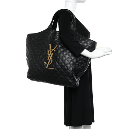 Saint Laurent Lambskin Quilted Maxi Icare Shopping Tote Black 2 of 10