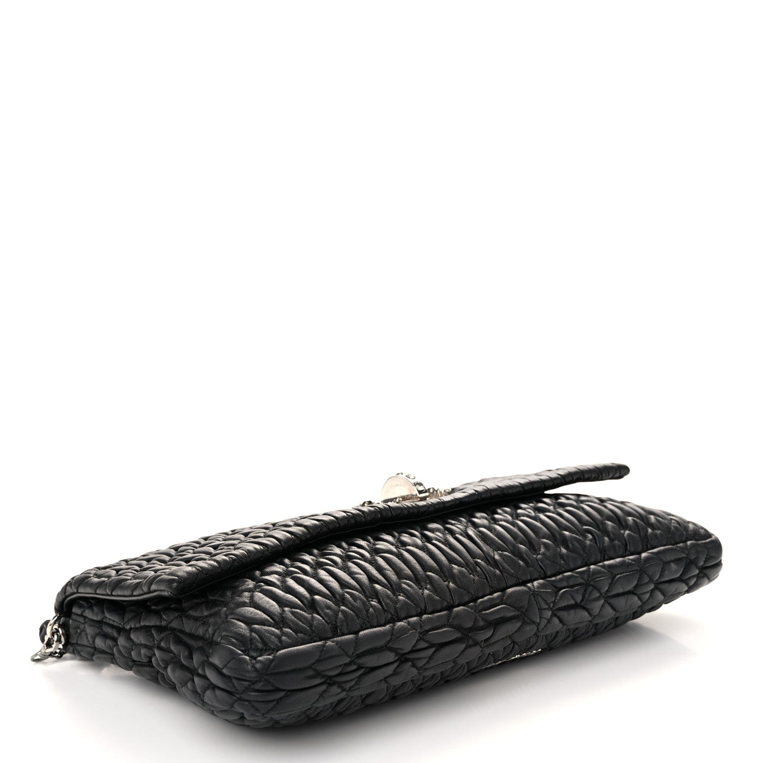 Miu Miu Nappa Matelasse Crystal Flap Clutch Black 4 of 12