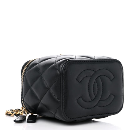 Chanel Lambskin Quilted Metal Mini Top Handle Vanity Case With Chain Black 4 of 11